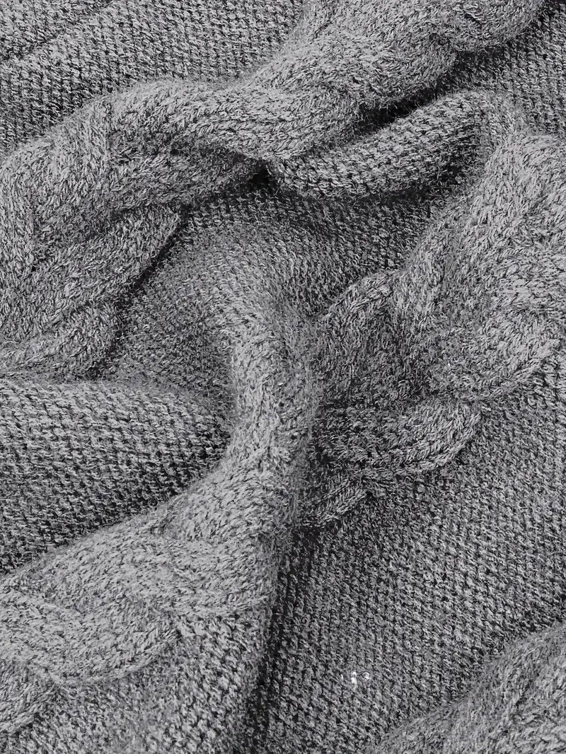 Devna | Women's Oversized Cable Knit Turtleneck Sweater - Burgundy - Image 33