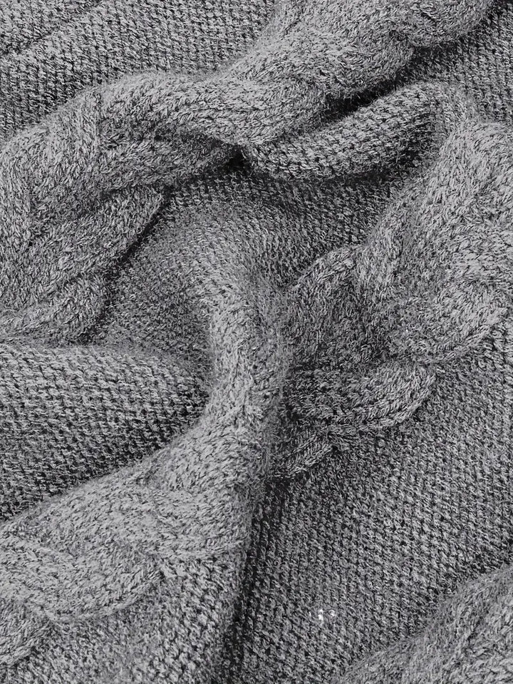 Devna | Women's Oversized Cable Knit Turtleneck Sweater - Burgundy - Image 33