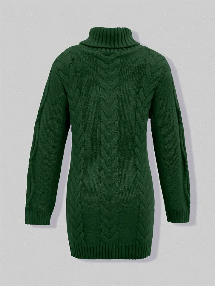 Devna | Women's Oversized Cable Knit Turtleneck Sweater - Burgundy - Image 35