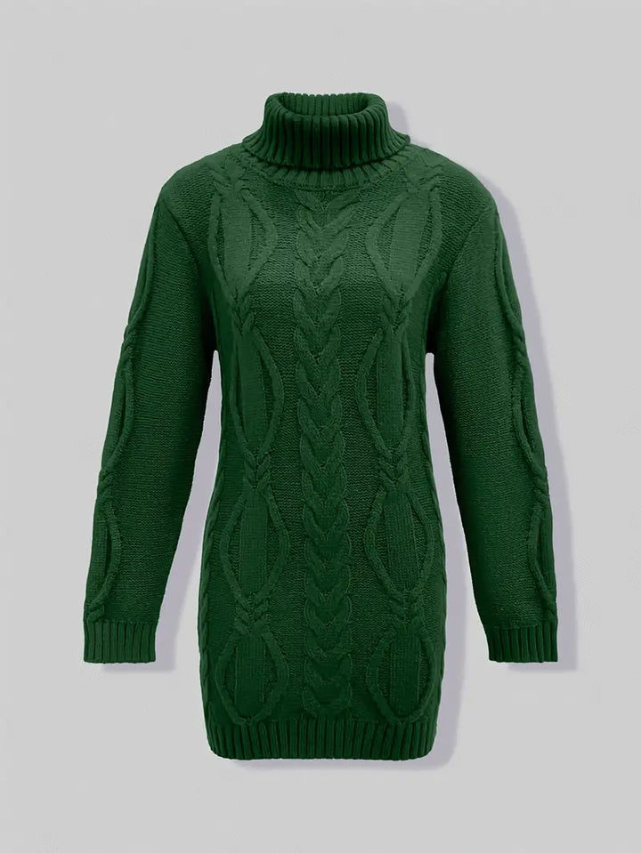 Devna | Women's Oversized Cable Knit Turtleneck Sweater - Burgundy - Image 36
