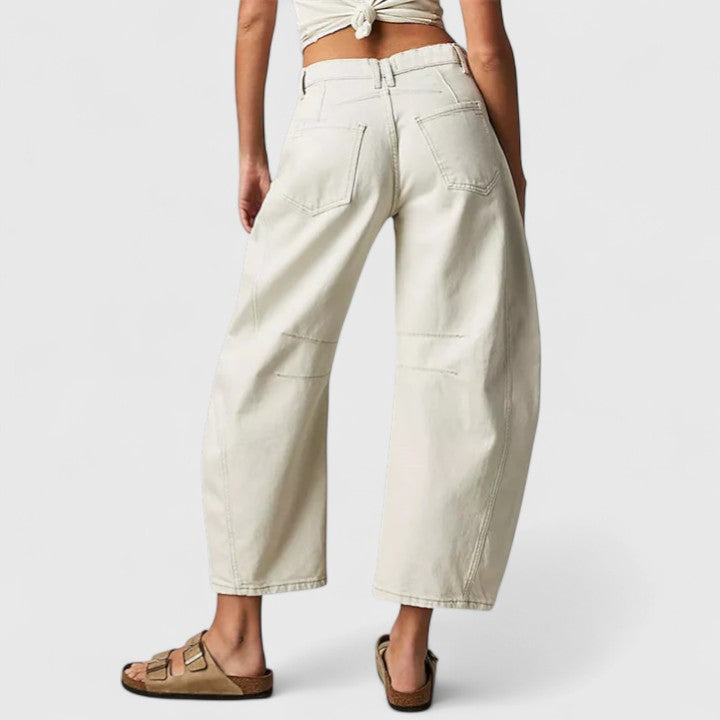 Dovina | Women's High Waist Barrel Leg Jeans - Blue - Image 10