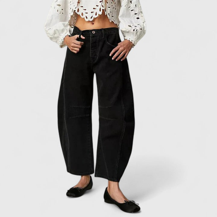 Dovina | Women's High Waist Barrel Leg Jeans - Blue - Image 11