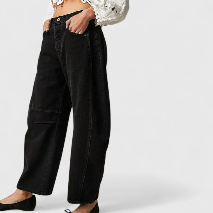 Dovina | Women's High Waist Barrel Leg Jeans - Blue - Image 12