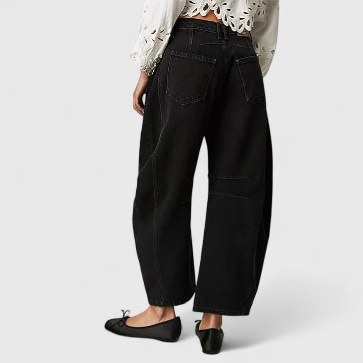 Dovina | Women's High Waist Barrel Leg Jeans - Blue - Image 13