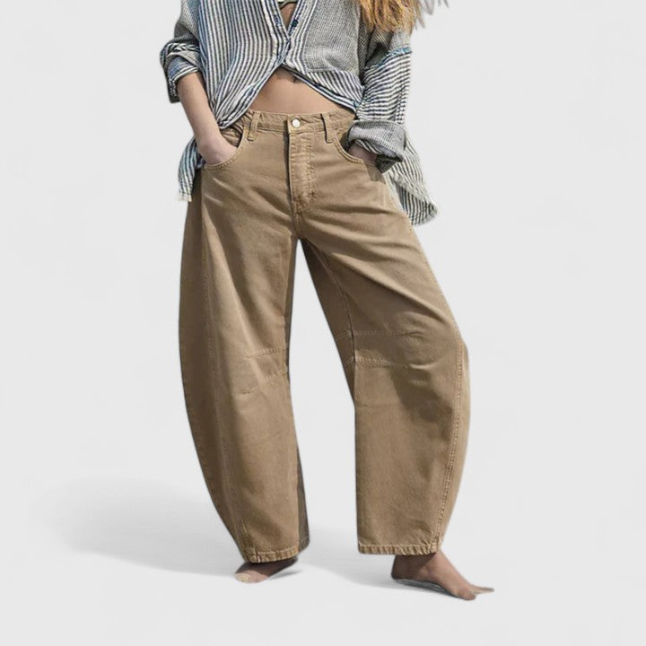 Dovina | Women's High Waist Barrel Leg Jeans - Blue - Image 14