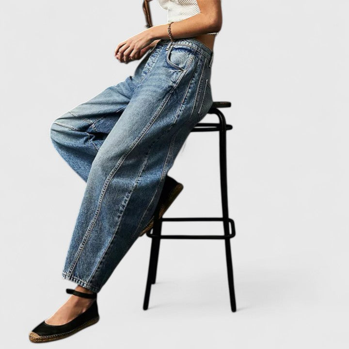 Dovina | Women's High Waist Barrel Leg Jeans - Blue - Image 18