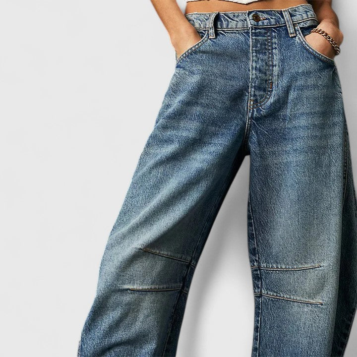 Dovina | Women's High Waist Barrel Leg Jeans - Blue - Image 19