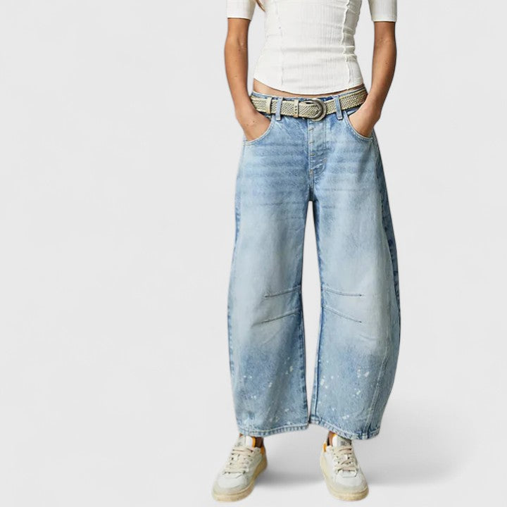 Dovina | Women's High Waist Barrel Leg Jeans - Blue - Image 20