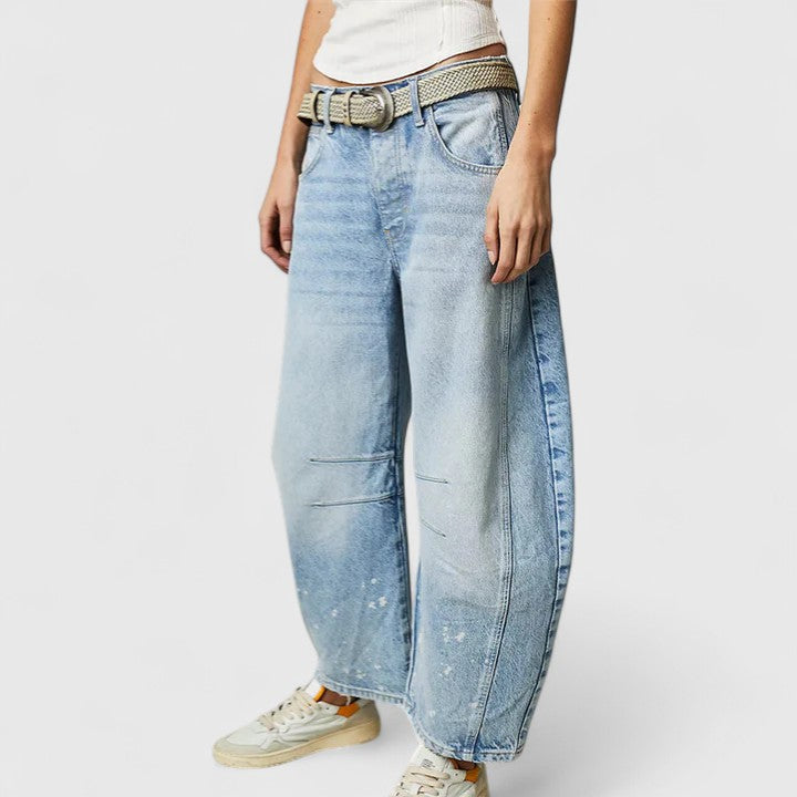 Dovina | Women's High Waist Barrel Leg Jeans - Blue - Image 21