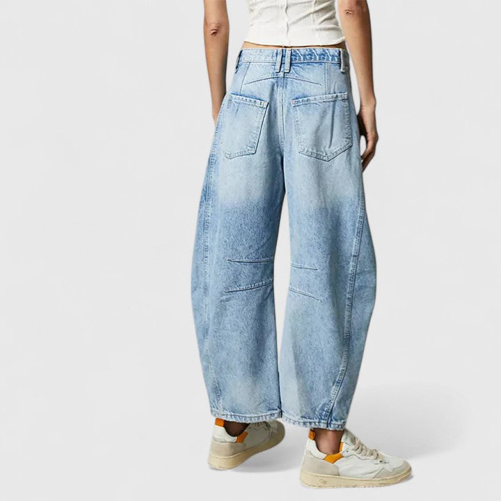 Dovina | Women's High Waist Barrel Leg Jeans - Blue - Image 22