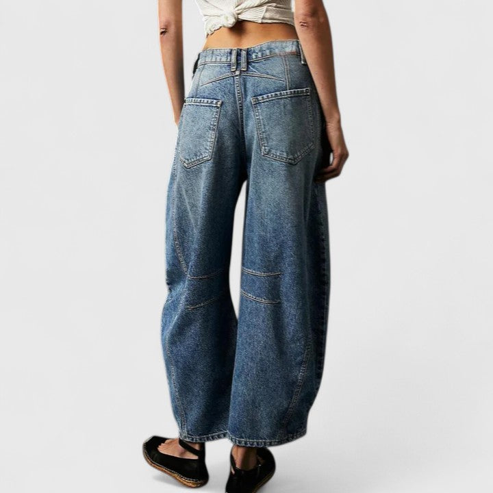 Dovina | Women's High Waist Barrel Leg Jeans - Blue - Image 25