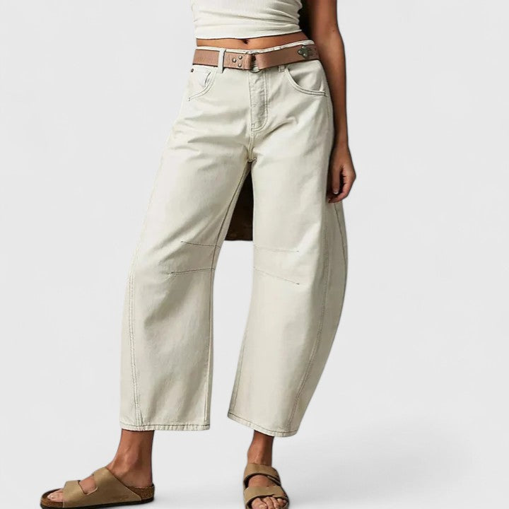 Dovina | Women's High Waist Barrel Leg Jeans - Blue - Image 3