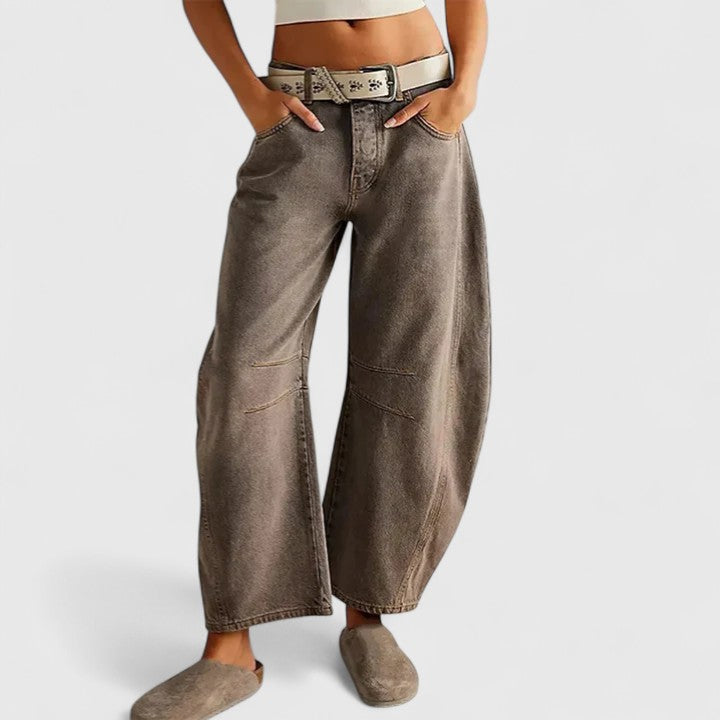 Dovina | Women's High Waist Barrel Leg Jeans - Blue - Image 4
