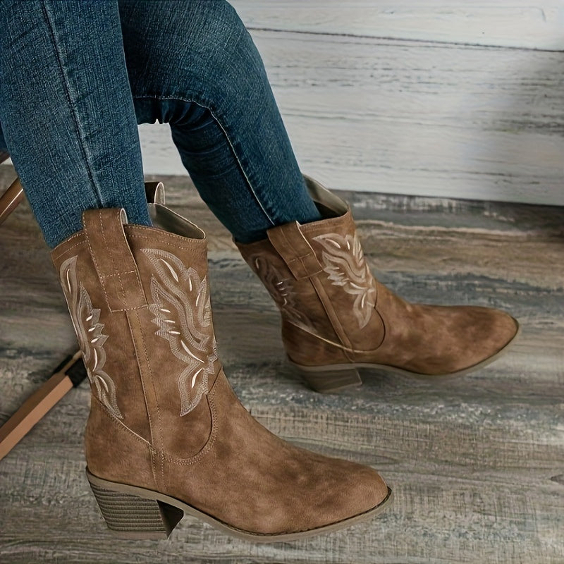 Bexley | Women's Wide Calf Western Cowboy Boots - Camel - Image 3