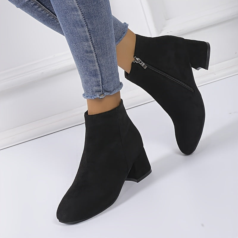 Darienne | Women's Chelsea Ankle Boot with Block Heel - Black - Image 10