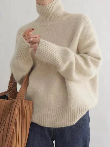 Fennick | Women's Oversized Turtleneck Sweater - Cream - Image 1