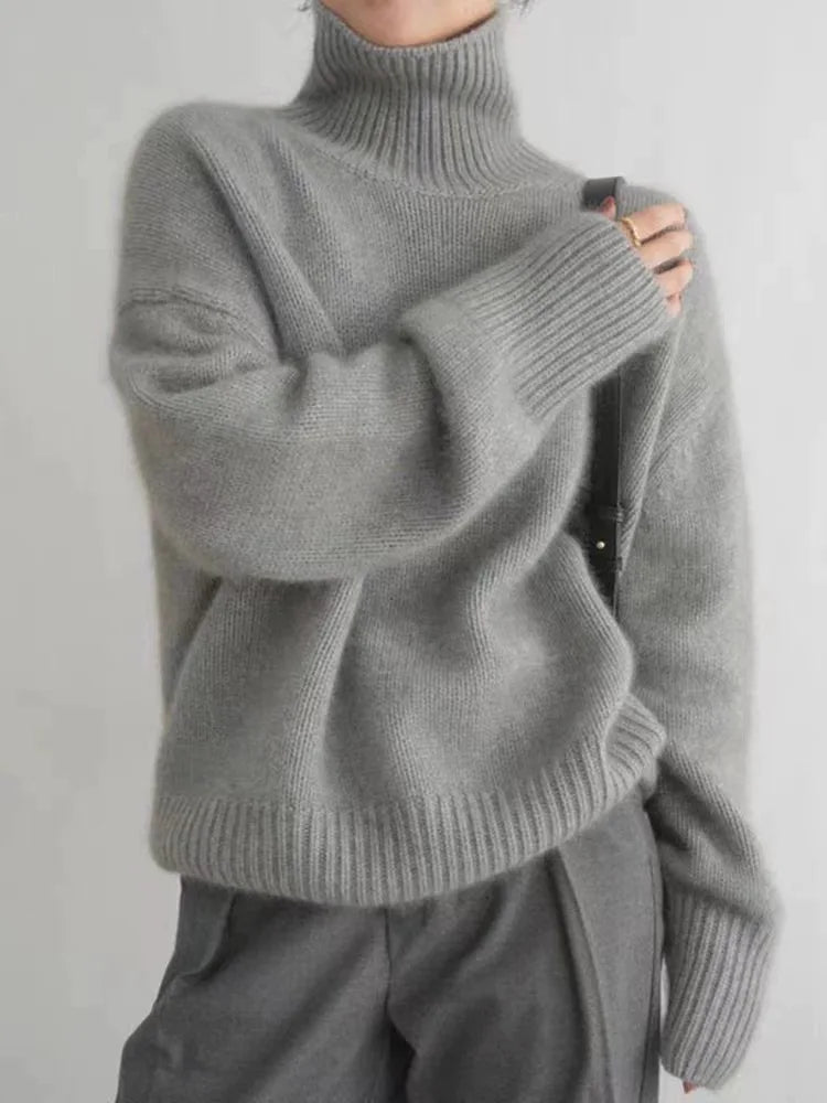 Fennick | Women's Oversized Turtleneck Sweater - Cream - Image 3