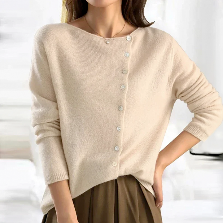 Fenya | Women's Button-Front Cardigan Sweater - Dark Grey - Image 3