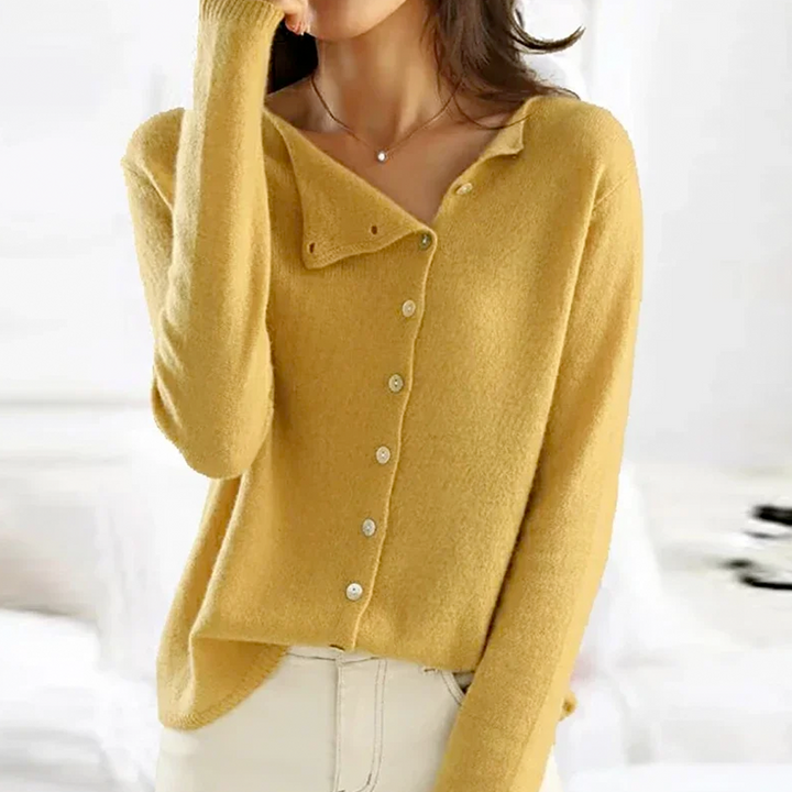 Fenya | Women's Button-Front Cardigan Sweater - Dark Grey - Image 4