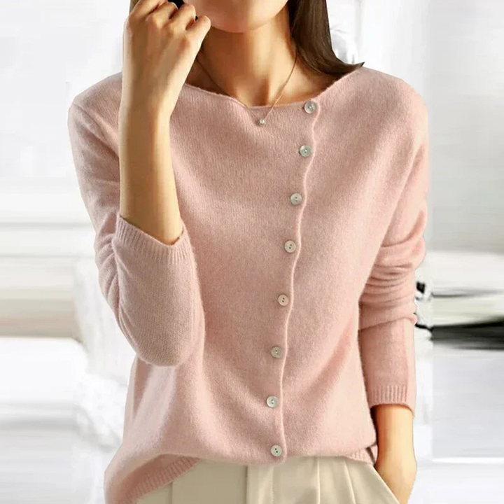 Fenya | Women's Button-Front Cardigan Sweater - Dark Grey - Image 5