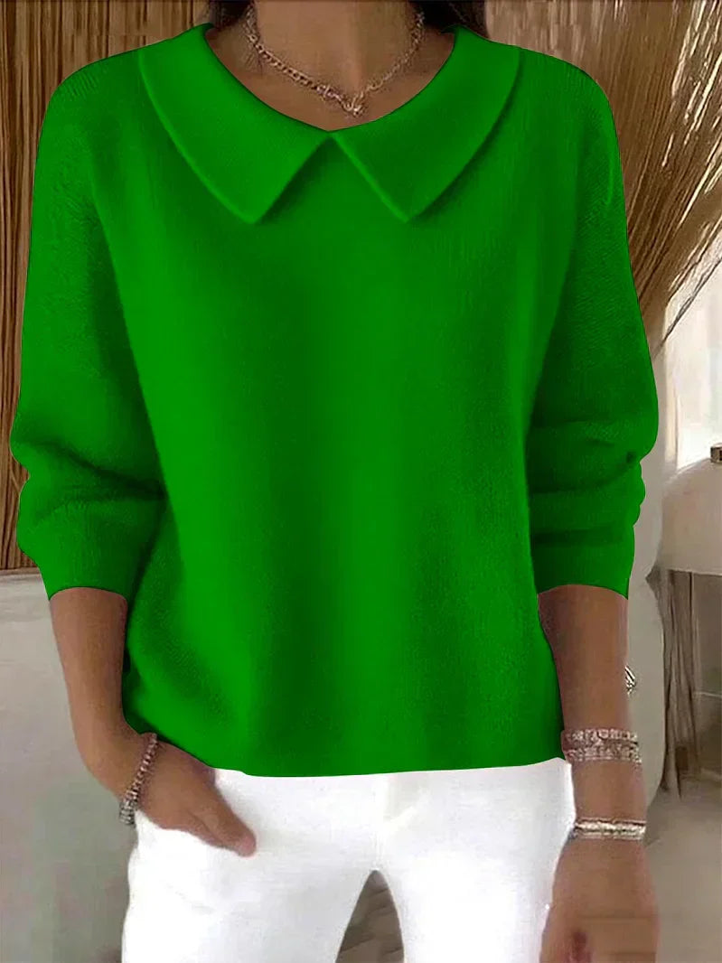 Galatea | Women's Peter Pan Collar Pullover Sweater - Green - Image 1