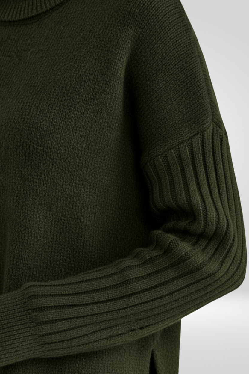 Glenara | Women's Oversized Turtleneck Sweater - Beige - Image 17