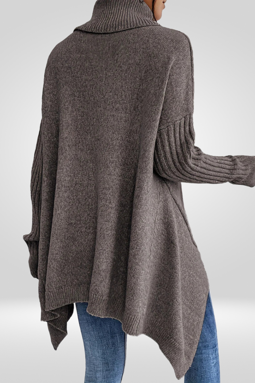 Glenara | Women's Oversized Turtleneck Sweater - Beige - Image 19
