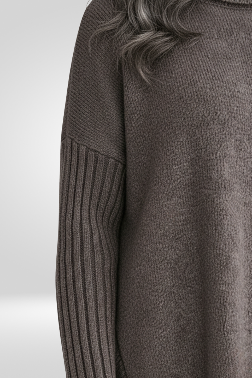 Glenara | Women's Oversized Turtleneck Sweater - Beige - Image 20