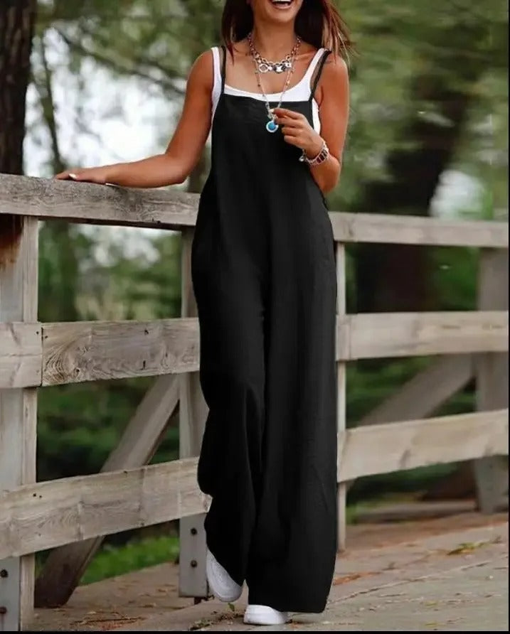 Harlow | Women's Wide Leg Bib Overall Jumpsuit - Brown - Image 8