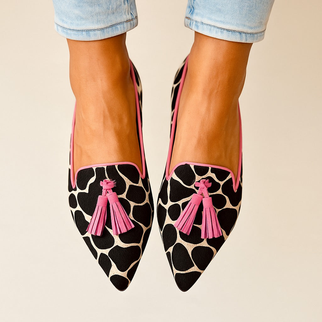 Eden | Women's Tassel Loafers Animal Print Flats - Image 2