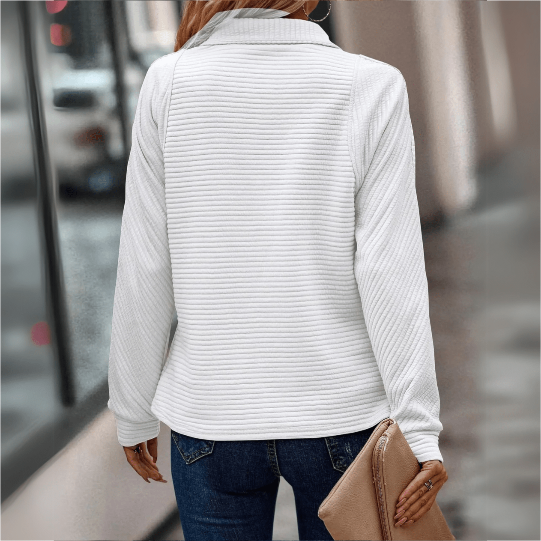Lavra | Women's Half-Zip Pullover Sweater - Pink - Image 3