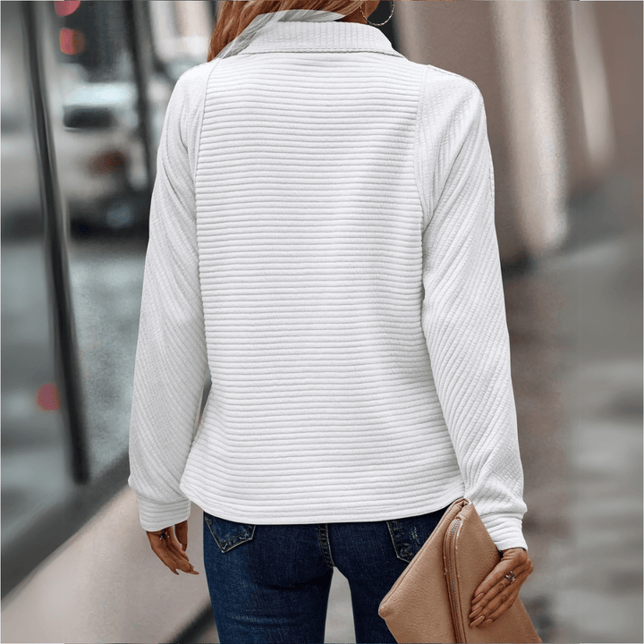 Lavra | Women's Half-Zip Pullover Sweater - Pink - Image 3