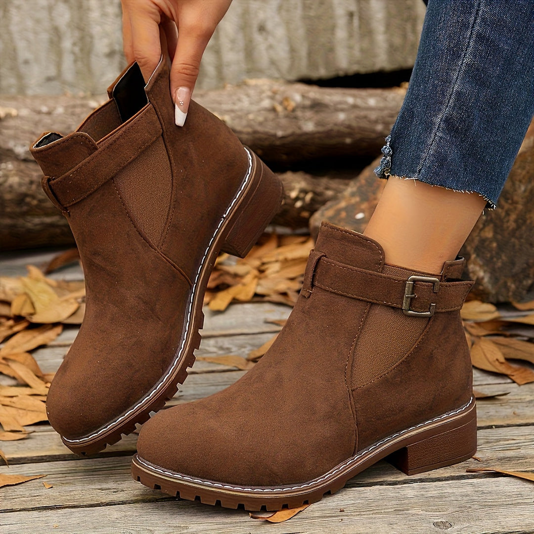 Lennox | Women's Chelsea Ankle Boot with Block Heel - Brown - Image 1