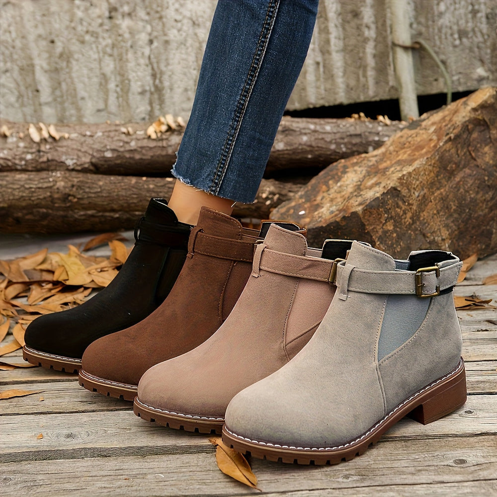 Lennox | Women's Chelsea Ankle Boot with Block Heel - Brown - Image 2