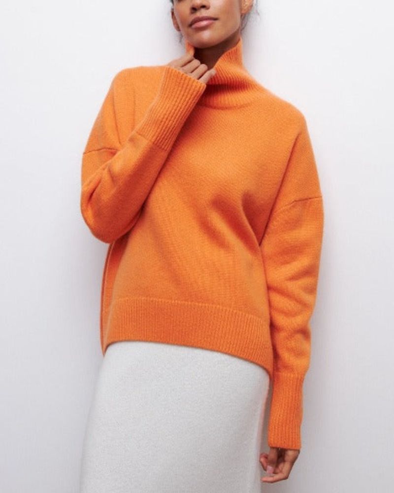 Linnea | Women's Oversized Turtleneck Sweater - Light Blue - Image 3