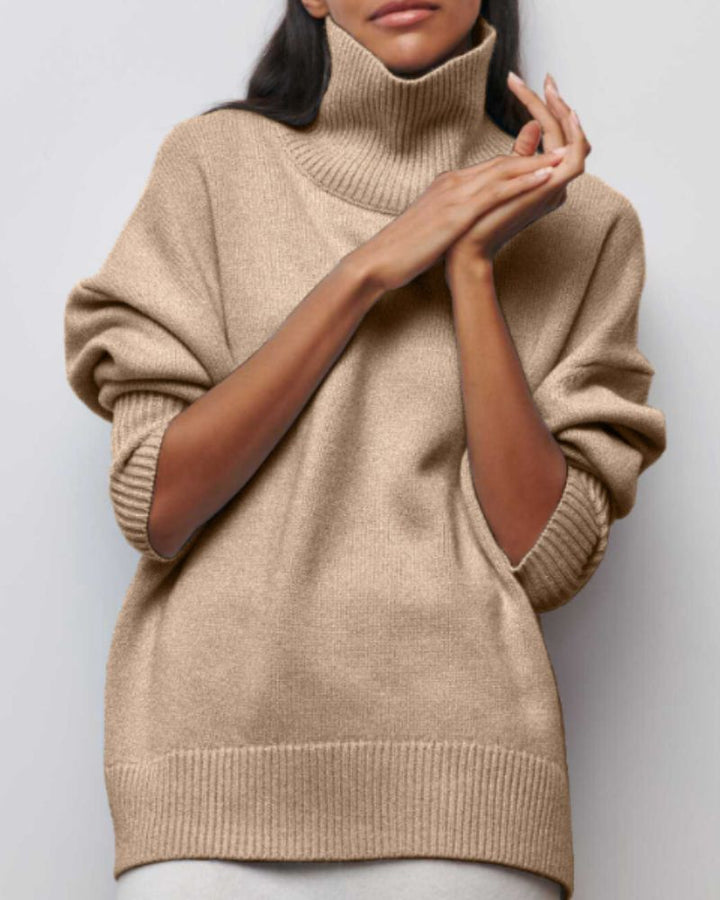 Linnea | Women's Oversized Turtleneck Sweater - Light Blue - Image 4