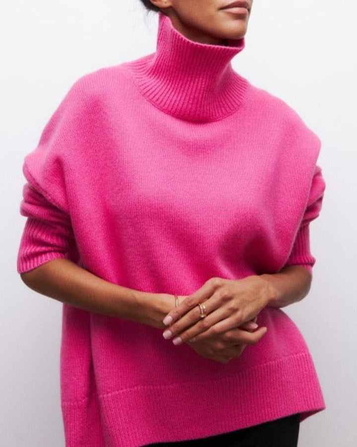 Linnea | Women's Oversized Turtleneck Sweater - Light Blue - Image 5