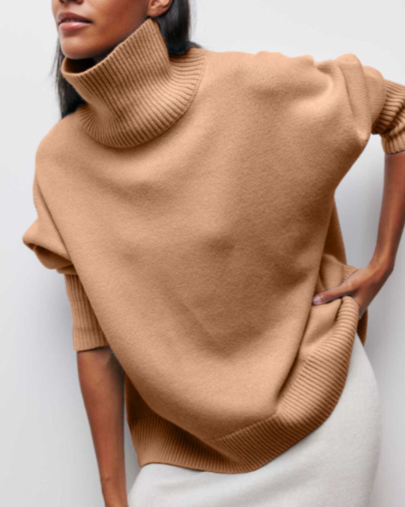 Linnea | Women's Oversized Turtleneck Sweater - Light Blue - Image 6
