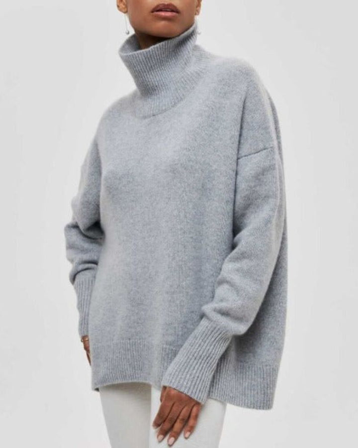 Linnea | Women's Oversized Turtleneck Sweater - Light Blue - Image 7