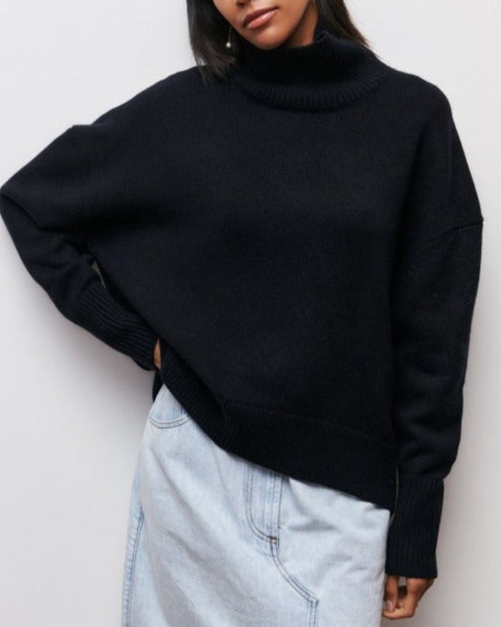 Linnea | Women's Oversized Turtleneck Sweater - Light Blue - Image 8