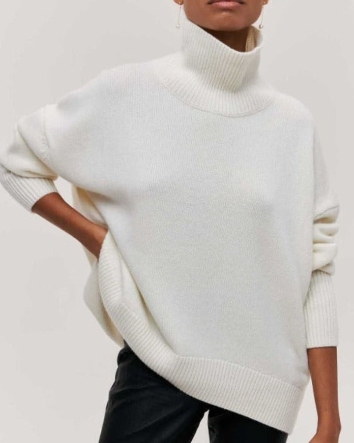 Linnea | Women's Oversized Turtleneck Sweater - Light Blue - Image 9