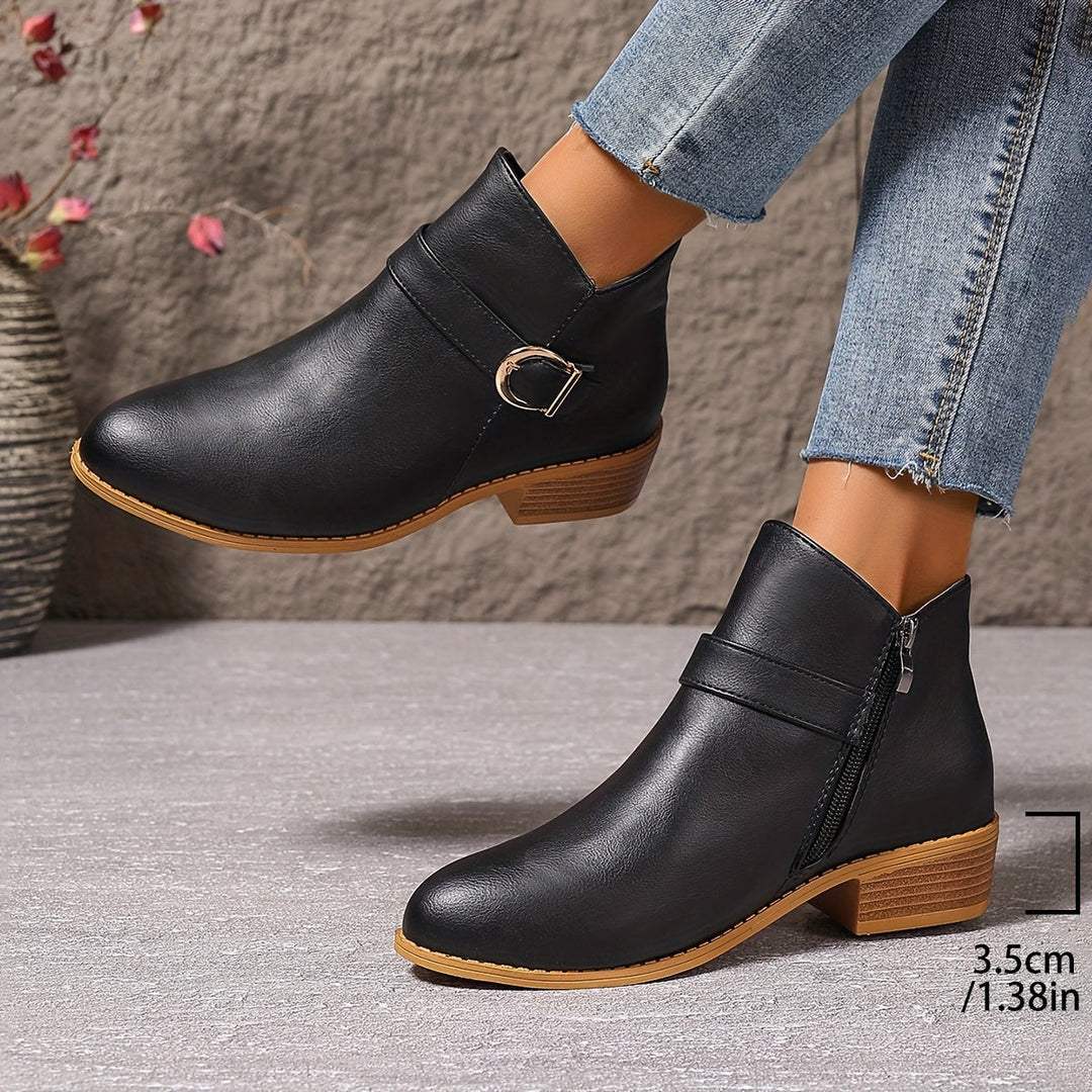Lorette | Women's Chelsea Ankle Boot with Buckle Detail - Dark Green - Image 11