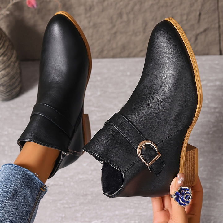 Lorette | Women's Chelsea Ankle Boot with Buckle Detail - Dark Green - Image 2