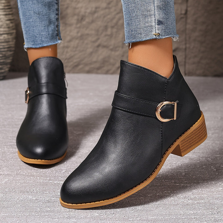 Lorette | Women's Chelsea Ankle Boot with Buckle Detail - Dark Green - Image 4