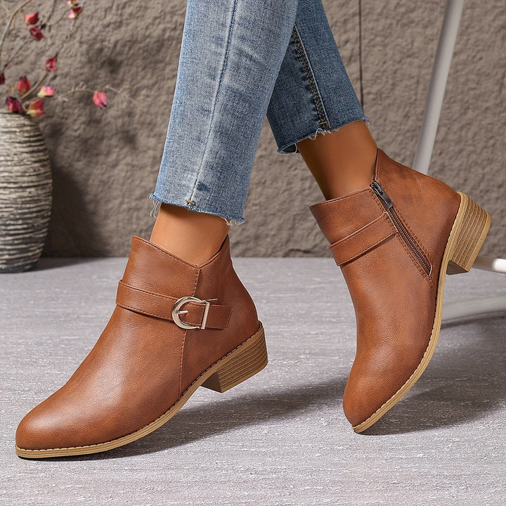 Lorette | Women's Chelsea Ankle Boot with Buckle Detail - Dark Green - Image 9