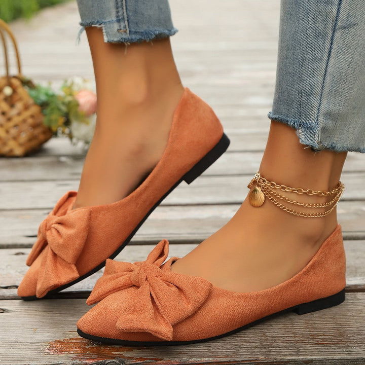 Lucinda | Women's Bow Detail Ballet Flats - Orange - Image 1