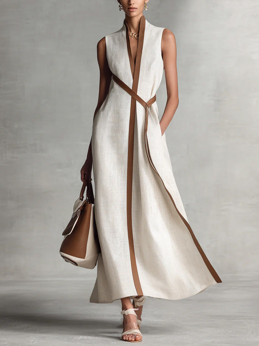Lyra | Women's Wrap Front Sleeveless Maxi Dress - White - Image 1