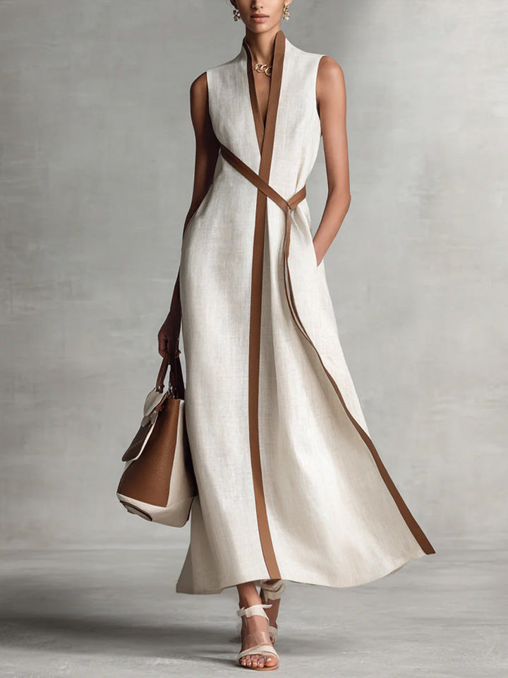 Lyra | Women's Wrap Front Sleeveless Maxi Dress - White - Image 1
