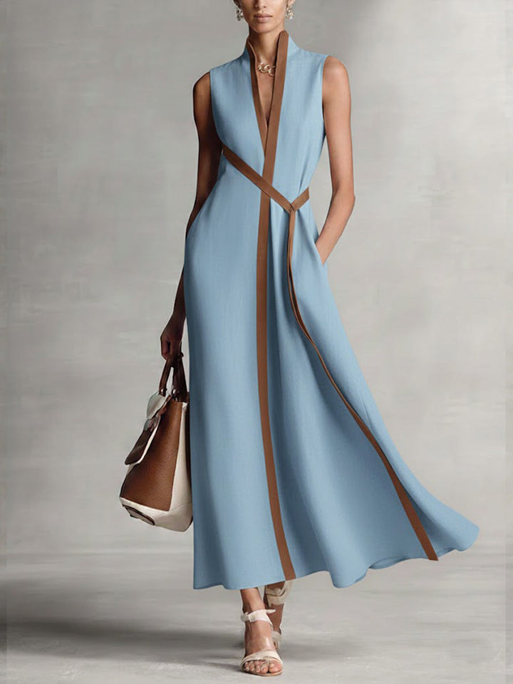 Lyra | Women's Wrap Front Sleeveless Maxi Dress - White - Image 2