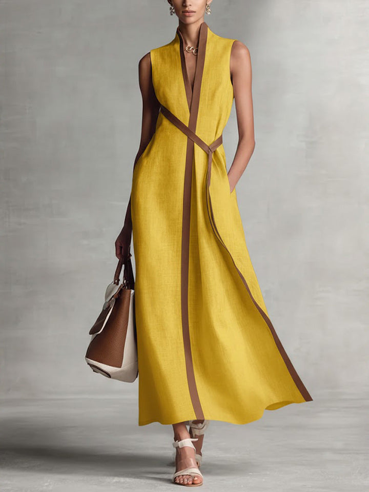 Lyra | Women's Wrap Front Sleeveless Maxi Dress - White - Image 3